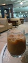 Glasses chair cold coffee ice