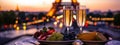 glasses of champagne on the background of the Eiffel Tower. Selective focus Royalty Free Stock Photo