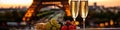 glasses of champagne on the background of the Eiffel Tower. Selective focus Royalty Free Stock Photo