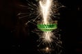 Glasses of champagne on blask background with sparklers. Royalty Free Stock Photo