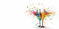 Glasses of champagne with bright splashes on a white background, banner, Generative AI Royalty Free Stock Photo