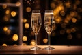 glasses of champagne, Christmas and New Year. Holidays and dreams. Make a wish.