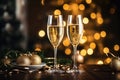 glasses of champagne, Christmas and New Year. Holidays and dreams. Make a wish.