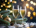Glasses of champagne, end of year celebrations, Christmas, New Year's Eve, December 31, new year, 2023 to 2024, holidays