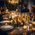 glasses champagne, Champagne festive cheers, gold sparkling bokeh, sparkling wine