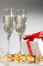 Glasses of champagne , gifts
