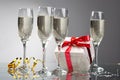 Glasses of champagne , gifts
