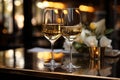 Glasses of Champagne at Luxurious Party in Lively Nightclub or Restaurant, Elegant Scene