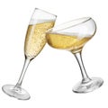 glasses of champagne making toast isolated on white Royalty Free Stock Photo
