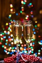 Champagne glasses on New Year's Eve. Merry christmas and a happy new year Royalty Free Stock Photo