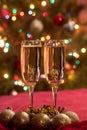 Champagne glasses on New Year's Eve. Merry christmas and a happy new year Royalty Free Stock Photo