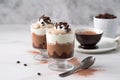 Glasses chocolate parfait. Generate Ai