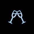 glasses clink glasses icon in neon style. One of wedding collection icon can be used for UI, UX