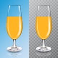 Glasses for cocktail with orange juice. Tall glass with beverage. Tropical fruit organic drink. Healthy diet and clean Royalty Free Stock Photo