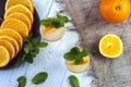 Glasses with cocktail, orange slices and mint Royalty Free Stock Photo