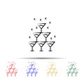 glasses of cocktails multi color style icon. Simple thin line, outline vector of wedding icons for ui and ux, website or mobile Royalty Free Stock Photo