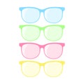 Glasses colorful summer set icons. Pink, green, blue and yellow glasses vector Royalty Free Stock Photo