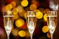 Glasses with cool delicious champagne or white wine Royalty Free Stock Photo