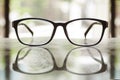 Glasses cracked on reflection table Royalty Free Stock Photo