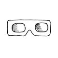Glasses for 3d watching movies and videos in the cinema. Simple hand drawn vector illustration