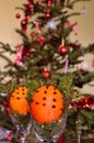 Glasses decorated with Christmas Orange