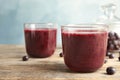 Glasses with delicious acai smoothie