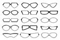 Glasses design art silhouette, eyewear and optical accessory. Medical classic ocular set. Collection modern fashion