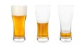 Glasses with different amount of beer on white background Royalty Free Stock Photo