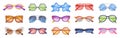 Glasses of Different Shape and Color for Sun Shine Protection Vector Set Royalty Free Stock Photo