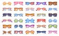 Glasses of Different Shape and Color for Sun Shine Protection Vector Set Royalty Free Stock Photo