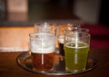 Beer of different colors in glasses. Royalty Free Stock Photo