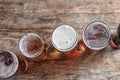 Glasses with different types of cold tasty beer Royalty Free Stock Photo