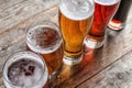 Glasses with different types of cold tasty beer Royalty Free Stock Photo