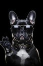 Dog cool french sunglasses cute bulldog puppy glasses red animal funny pet Royalty Free Stock Photo