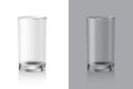 Glasses for drinks on white and gray background. Glassware