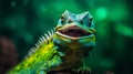 animal wildlife scale portrait iguana lizard green close-up reptile glasses. Generative AI. Royalty Free Stock Photo