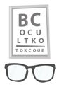 Glasses and eye test chart vector illustration.