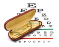 Glasses on eyesight test chart Royalty Free Stock Photo