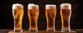 Glasses Filled With Refreshing Draft Beer Refreshing Draught Beer Poured Into Clear, Frosty Glasswar