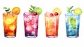 glasses filled with various beverages Royalty Free Stock Photo