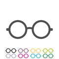 Glasses flat style icon vector eps10. Round glasses icon. flat design round frame glasses icon vector illustration