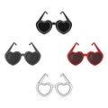 Glasses in the form of the heart.Party and parties single icon in cartoon,black style vector symbol stock illustration. Royalty Free Stock Photo