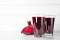 Glasses with fresh beet juice Royalty Free Stock Photo