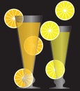 Glasses with fresh cocktails with lemon and orange slices Royalty Free Stock Photo