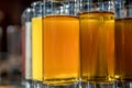 Glasses of fresh juice stand in a row Royalty Free Stock Photo