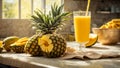 Glasses fresh mango juice, pineapple sweet party vegetarian recipe vitamins tasty