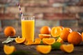 Glasses of fresh organic orange juice Royalty Free Stock Photo