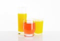 Glasses of fruit juice drinks Royalty Free Stock Photo