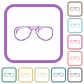 Glasses with glosses outline simple icons