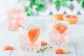 Glasses of grapefruit spritzer with thyme against a light airy background. Royalty Free Stock Photo